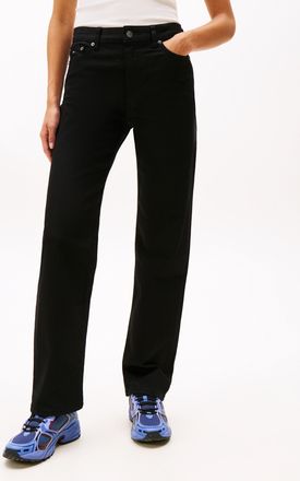 Tommy Jeans Slim-fit-Jeans TOMMY JEANS KIRA MR SLIM STR DI4187, Damen, Gr. 25, L&auml;nge 30, schwarz (denim schwarz), Denim/Jeans, Obermaterial: 99% Baumwolle, 1% Ela