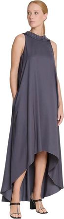PESERICO Midi-jurk met ronde hals - Dames - Maxi kleedjes - Blauw - M - Polyester - Kleedjes