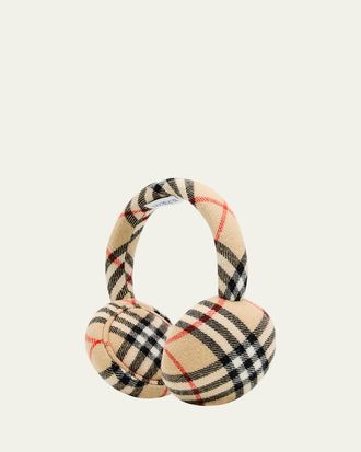 Burberry Wool Cashmere Check Earmuffs