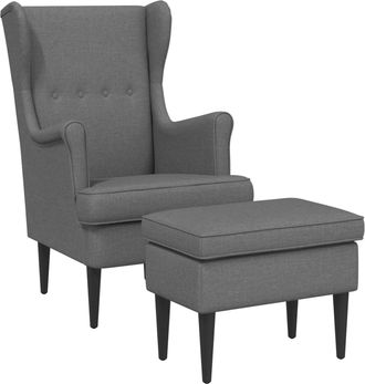vidaXL Sill&oacute;n Con Pouf 2 Uds. Gris Oscuro Tela Vidaxl