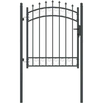 vidaXL Puerta De Cerca Con Picos Con Cerradura Gris 125 X 100 Cm Vidaxl