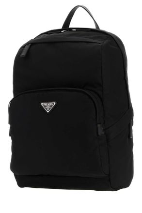 Prada Mens Re-Nylon And Leather Backpack Black Polyamide Riciclata Calfskin