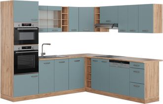 Vicco Cocina Esquinera R-line, Roble Azul-gris-dorado, 237 X 247 Cm, Et Roble