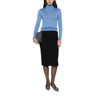 Alpha Studio Jersey de Cuello Alto Fino - Knitwear - Mujer - Azul - M