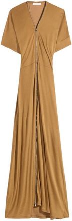 Christophe Lemaire Zip Dress - Dames - Maxi kleedjes - Bruin - M - Katoen - Kleedjes