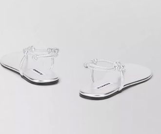 Jil Sander metallic leather flat sole slide sandals