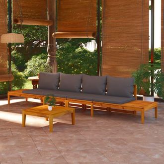 vidaXL Vidaxl - Bancos De Jard&iacute;n Con Cojines Gris Oscuro 2 Uds Madera Acacia