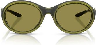 Diesel DL3009U 55mm Oval Sunglasses in Rusty Green/black/green at Nordstrom