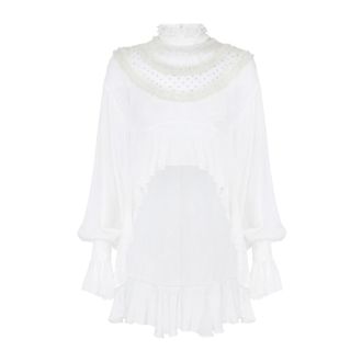 Elisabetta Franchi Blusa de Georgette de Viscosa con Fruncido - Blouses & Shirts - Mujer - Beige - S