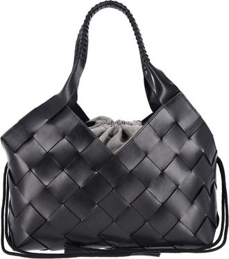 Dragon Diffusion Black Castello Woven Leather Tote Bag