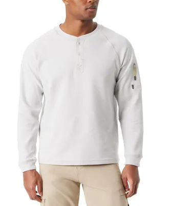 G.H. Bass & Co. Bass Outdoor Henley Shirt Mens White Relaxed Fit Performance Thermal UPS1275