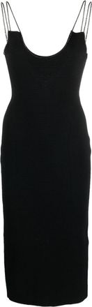 H&eacute;rve L&eacute;ger Ottoman crystal-chain embellished midi dress - women - Recycled Viscose/Polyester/Nylon/Spandex/Elastane - M - Black