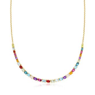 Ross-Simons Multi-Gemstone Necklace in 18kt Gold Over Sterling