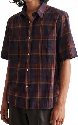 De Bonne Facture Painters Shirt In Burgundy Check