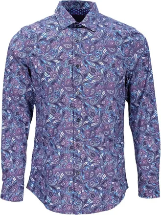 Lords of Harlech Norman Button-Up Shirt in Skull Paisley Sapphire at Nordstrom, Size Medium