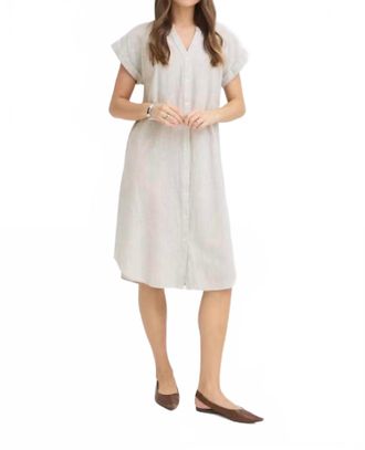 b.young Button Down Cuffed Sleeve Linen Dress In Vetiver