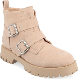 Journee Collection Maebry Buckle Bootie in Beige at Nordstrom Rack, Size 5.5