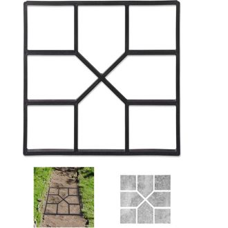 Relaxdays 2x Forma per Cemento, Stampo Pavimento, Stencil per Creare i Mattoni, Path Maker, 40x40 cm, Plastica Robusta,nero