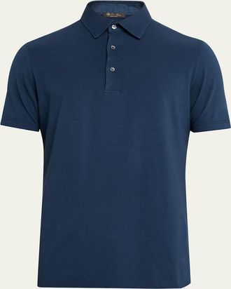 Loro Piana Mens Cotton Pique Polo Shirt