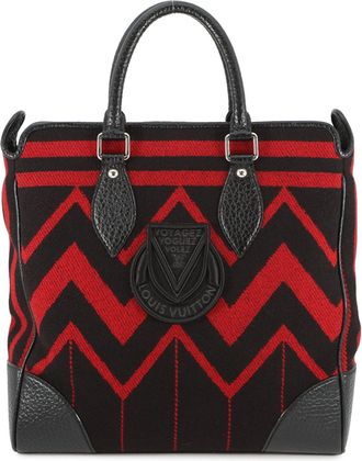 Louis Vuitton Noir Red Color Wool Leather Tote Bag (Pre-Owned)