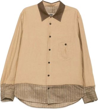 Ziggy Chen Camicia a righe - Marrone