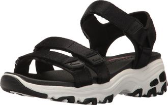 Skechers Womens DLites Sandal Fresh Catch Sandals, Black Satin Jersey/Nylon Trim, 3 UK