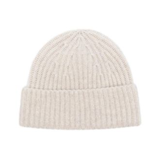 Lisa Yang Kasjmier Wol Beige Geribbelde Hoed - Dames - Hoeden - Beige - ONE Size - Wol - Accessoires