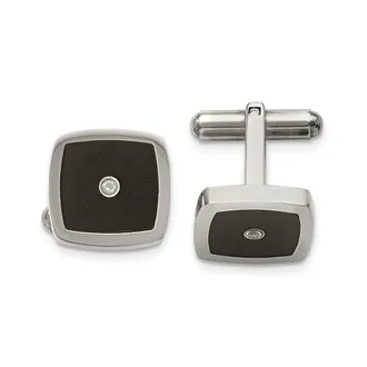 Diamond2Deal Stainless Steel Polished Enameled Cubic Zirconia Cufflinks