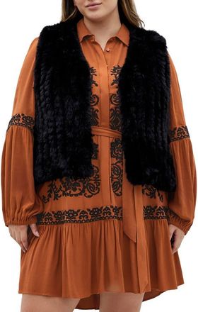 City Chic Eve Faux Fur Vest in Black at Nordstrom, Size Xxl