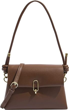 Generic Medium Flap Crossbody Bags for Women Vegan Leather Purse Handbag with 2 Removable Straps Fashion Shoulder Bags (Brown)