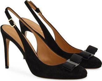 Ferragamo Vara Bow Slingback Stiletto Pump in Nero at Nordstrom, Size 6.5
