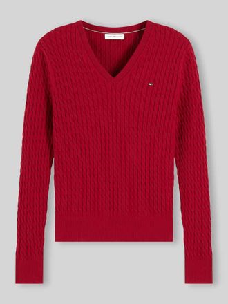 Tommy Hilfiger Regular Fit Pullover aus reiner Baumwolle in Bordeaux, Gr&ouml;&szlig;e XL
