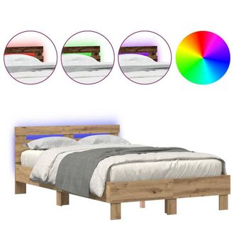 Berkfield Home Oak Bed Frame Artisan Oak Engineered Wood 120 x 190 cm Durable in Beige