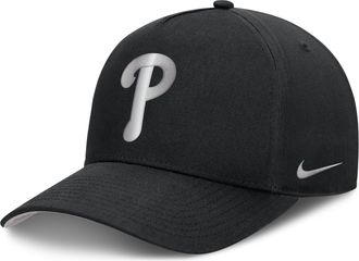 Nike Philadelphia Phillies Rise Nike Mens Dri-FIT MLB A-Frame Trucker Adjustable Hat in Black | NB1E0FBPPP-HWD