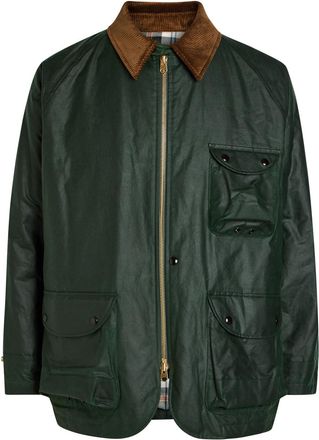 Drake's Drakes Patch Pocket Waxed Quilted Jacket - Dark Green - 50 (UK40 / L)