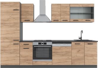 Vicco Mueble De Cocina R-line, Oro Power Roble/antracita, 300 Cm, Et Antracita