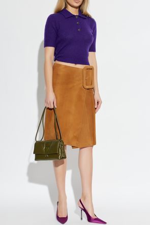 Ami Leather Skirt, Womens, Brown