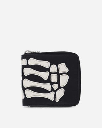 KAPITAL Thumb Up Bone Band Zip Wallet Black