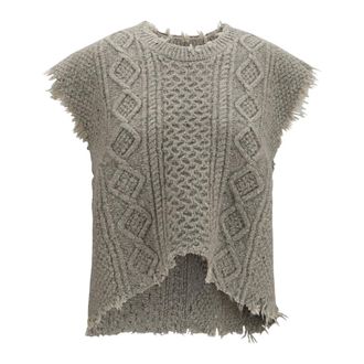 R13 Gilet Girocollo Boyfriend in Maglia Grossa - - Knitwear - Donna - Grigio - M