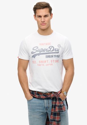 Superdry Rundhalsshirt SUPERDRY VL HERITAGE RELAXED TEE, Herren, Gr. XXL, optic, Single Jersey, Obermaterial: 100% Baumwolle, meliert, relaxed fit normal, Rund