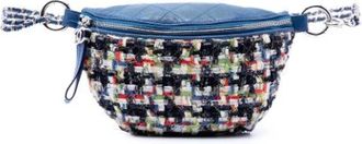 Chanel Pre-owned Tweed & Leather Belt Bag - Dames - Vintage Schoudertas - Blauw - ONE Size - Tweed - Vintage