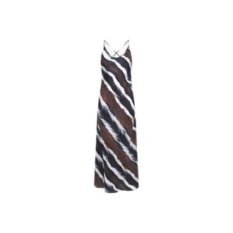 Roberto Cavalli Kleedjes, Dames, Bruin, S, Animalier Print Slip Dress
