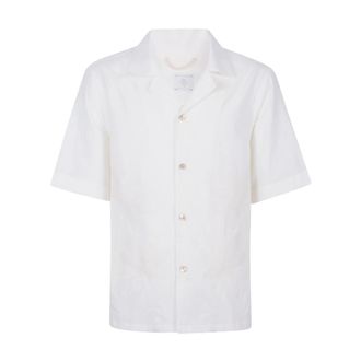 Eleventy Bowling Collar Embroidered Shirt - male - Eleventy - Short Sleeve Shirts - White - XL - Shirts