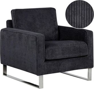 Beliani Beliani - Poltrona da Soggiorno Retrò in Velluto a Coste Nero Vind