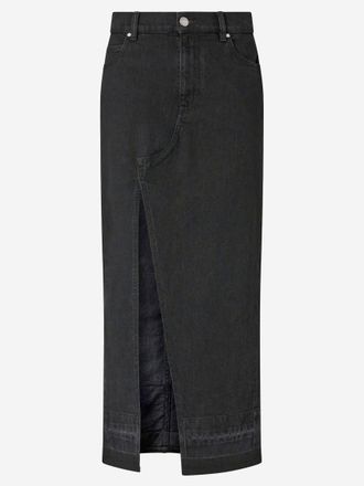 Pinko Black Denim Maxi Skirt