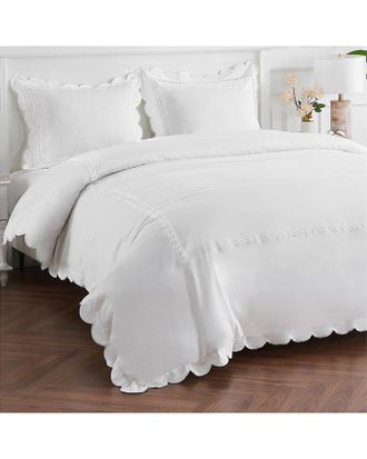 Melange Home Mélange Home 600 Thread Count Scallop Rope Embroidery Duvet Set