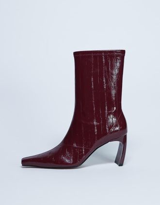 Topshop Pearl - Stivaletti a punta bordeaux effetto anguilla-Rosso