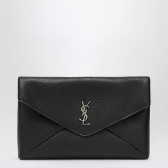 Saint Laurent Cassandre large black Envelope clutch bag with logo
