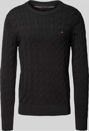 Tommy Hilfiger Regular Fit Strickpullover aus reiner Baumwolle in Black, Größe XXXL