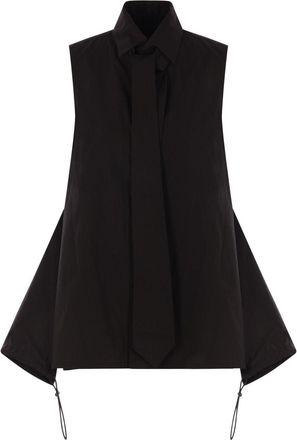 Yohji Yamamoto Camicia smanicata con dettaglio cravatta - Nero